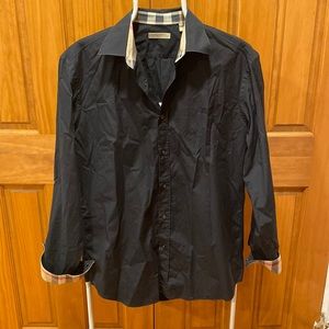 Burberry Brit Shirt Men’s Size Medium Black Button Up Made in Hong Kong